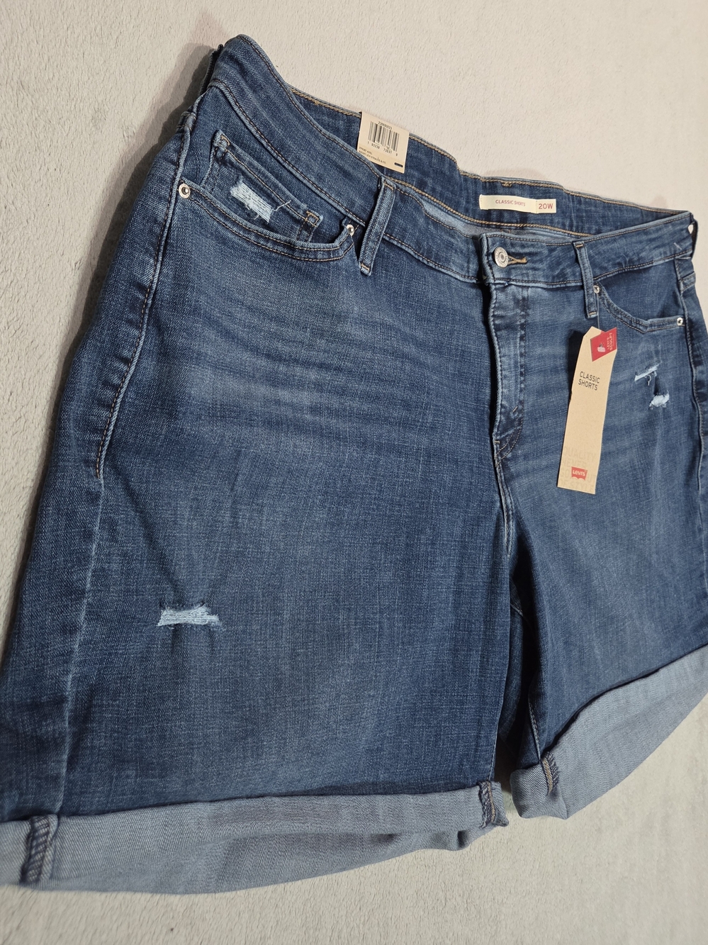 Levi's Blue Boyfriend Denim Shorts with Rolled Hem 20W